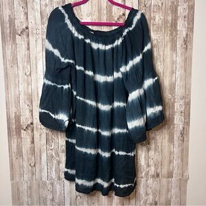 Navy and White Tie-Dye Dress